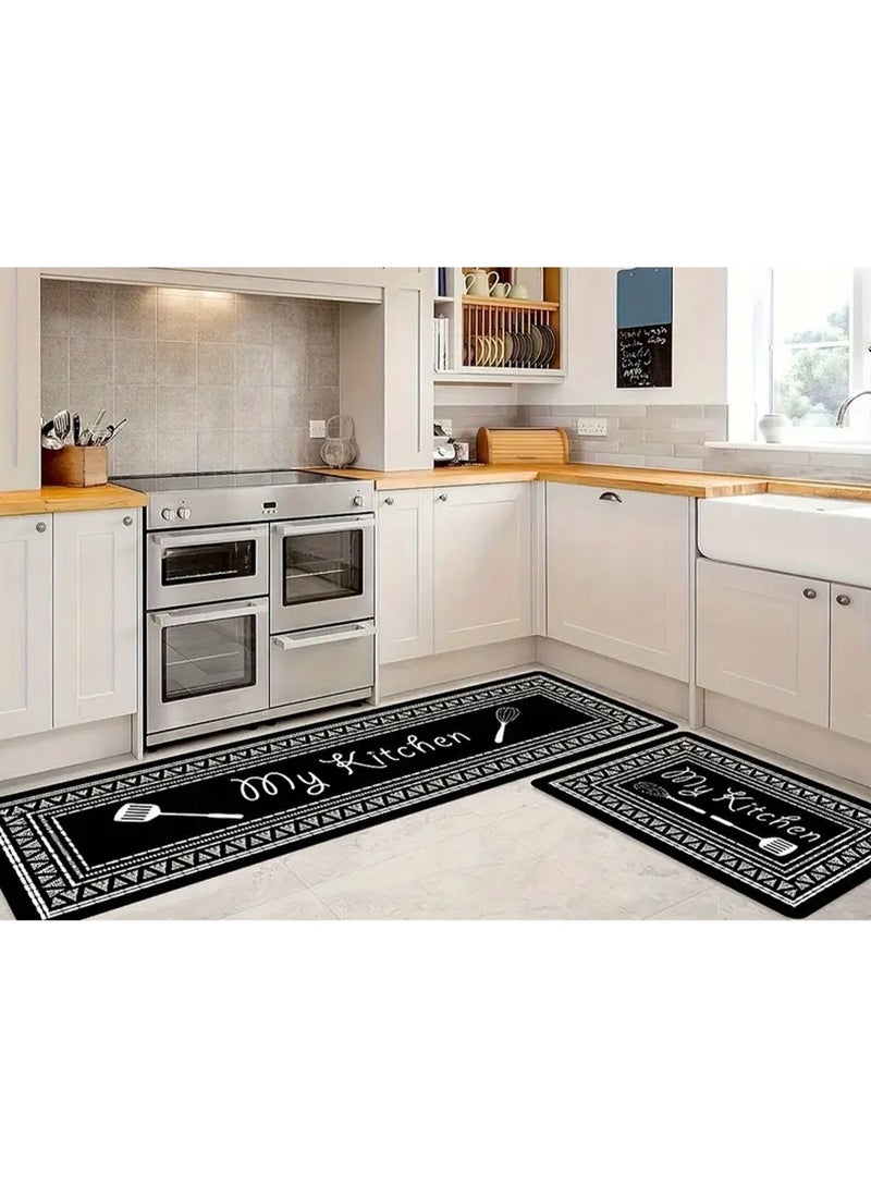 توشيونيكس سجادة متعددة الاستخدامات 2 في 1 للمطبخ (عبوة من قطعتين) | سجادة جانبية للسرير | سجادة أرضية مانعة للانزلاق لغرفة النوم وغرفة المعيشة والمدخل | سجادة ناعمة ماصة ومضادة للانزلاق (40 × 60 سم و40 × 120 سم) - Image 2